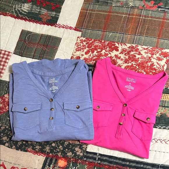 croft & barrow Tops - Croft & Barrow Perriwinkle and Pink Button-Up Tops